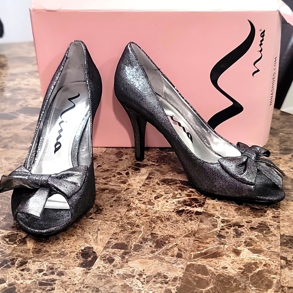 ✨️ NINA Flaver Gunmetal Burnis High Heel Shoes 7.5 M